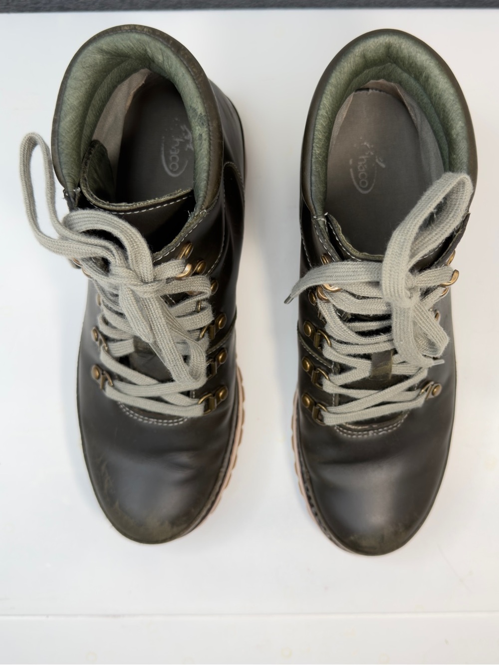Chaco Fields WP Women's Hiking Boots Olive Green Leather Waterproof Size 8.5 - Picture 6 of 14